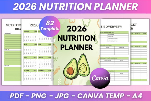 2026 Nutrition Planner KDP Interior for Health Goals