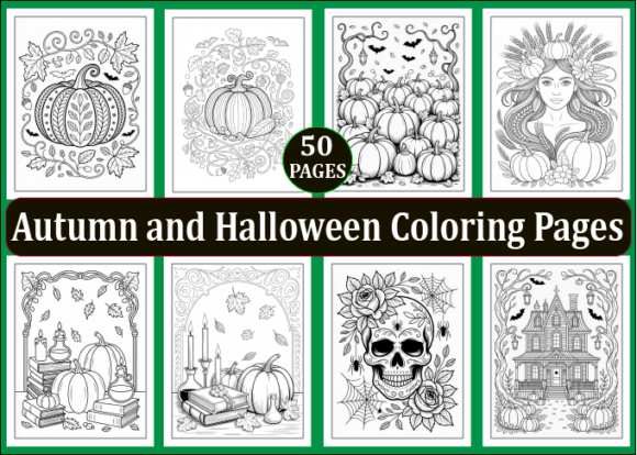 50 Autumn and Halloween Coloring Pages for Adults