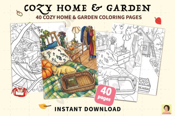 Cozy Home Garden Coloring Pages for Relaxation