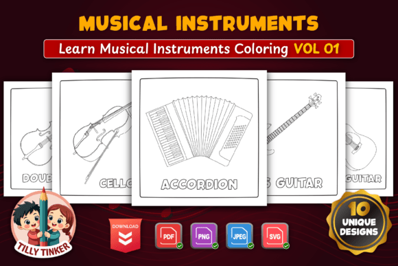 Creative Music Learning with Instrument Coloring Pages
