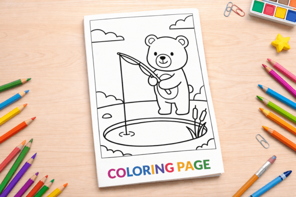 Cute Bear Fishing Coloring Page: A Versatile Resource for Creative Learning and Relaxation