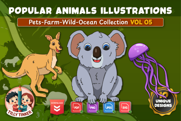 Popular Animals Illustration Vol 05: Vibrant Graphics for Learning and Design