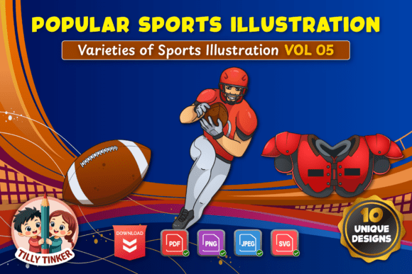 Popular Sports Illustration Vol 05: A Versatile Hand-Drawn Sports Collection for Educational and Creative Projects
