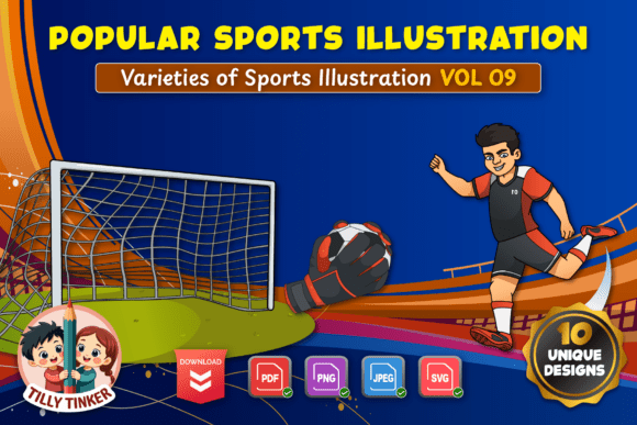 Popular Sports Illustration Vol 09: Bold, Clean Sports Art for Education and Design