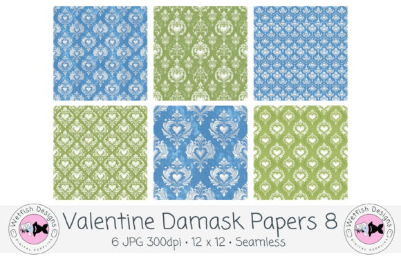 Valentine Damask Seamless Backgrounds 8: Classic Romance for Modern Design Projects